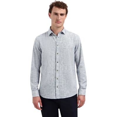 No Excess Shirt two tone with linen indigo blue