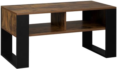 RosaBloom salontafel - Bijzettafel - Tafel - Banktafel - Met Opbergruimte - 90x45x45cm - Industrieel - Zwart/bruin