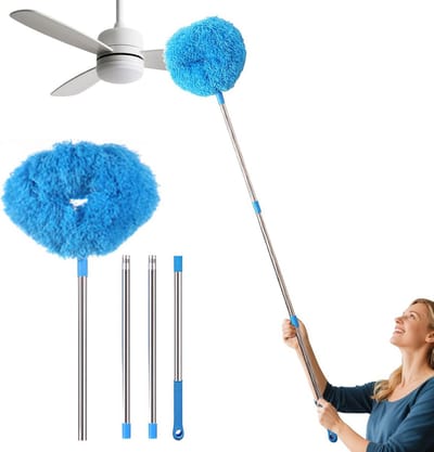 Telescopische plumeau 1,44 m microvezel met uittrekbare steel 0,63-1,44 m wasbare stofborstel voor ventilator plafond meubels auto