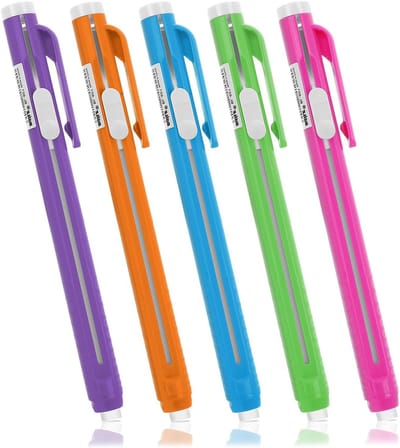 Retractable Snap Eraser Pens met 5 Navullingen, Multicolor, Perfect voor Kantoor, School en Creatief Schrijven, 13.5 x 1.5 cm, 10 Stuks