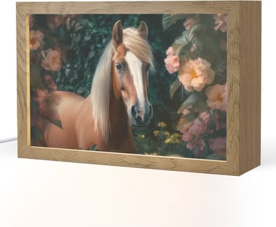 Nachtlampje 30x20 cm - Kinder lampje - Paard - Natuur - Bloemen - Bos - Dieren - Tafellamp kinderkamer - Slaapkamer lamp - Bedlamp kinderen - Kinderlampje stopcontact - Wandlamp babykamer - Nachtlampjes
