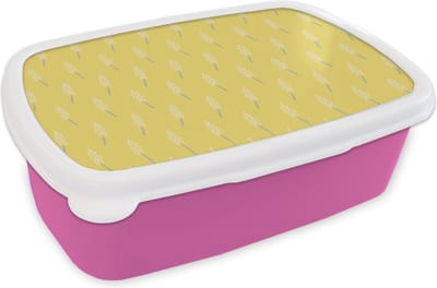 Broodtrommel Roze - Lunchbox - Brooddoos - Bloemen - Pastel - Patronen - 18x12x6 cm - Kinderen - Meisje