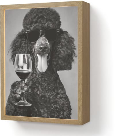 Wandlamp 30x40 cm - Oplaadbaar - Hond - Krullen - Zonnebril - Wijn - Wandlampen binnen woonkamer - Slaapkamer lamp - Decoratieve nachtlamp - Vloerlamp draadloos