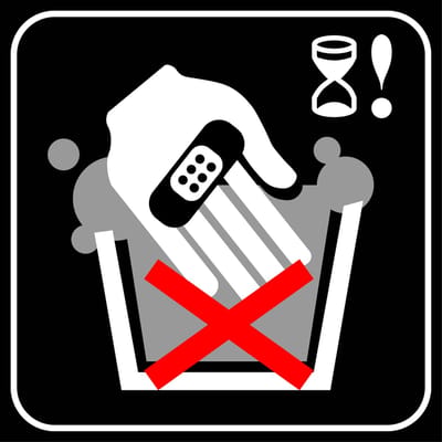 Bij gevoelige huid langdurig contact vermijden sticker 100 x 100 mm
