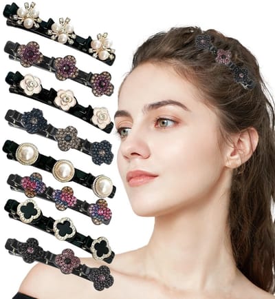 Dailygoods- Haarspelden 8 stuks - Gevlochten Haarspelden - Kristallen Haarspelden - Multifunctionele Haaraccessoires - Elegant en Modern - Voor Vrouwen en Meisjes - Haarklemmen