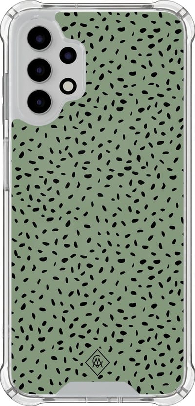 Casimoda® hoesje - Geschikt voor Samsung Galaxy A13 4G - Green Confetti - Shockproof case - Extra sterk - TPU/polycarbonaat - Groen, Transparant
