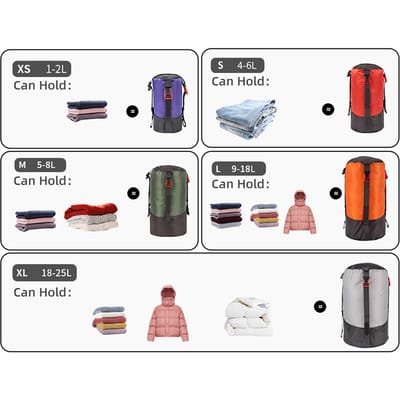 5 stuks Lichtgewicht Compressie Opbergzak Waterdichte Polyester Compressiezak voor Kamperen Wandelen Backpacken XL