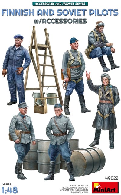 MiniArt Modelbouwpakket Militaire voertuigen - 49022 Finse en Sovjet Piloten met Accessoires WWII - 6 Figuren Plastic - 1:48 - Modelbouw