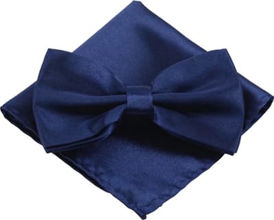 Fako Fashion - Vlinderstrik Inclusief Pochette - Vlinderdas - Strikje - Pochet - Donkerblauw