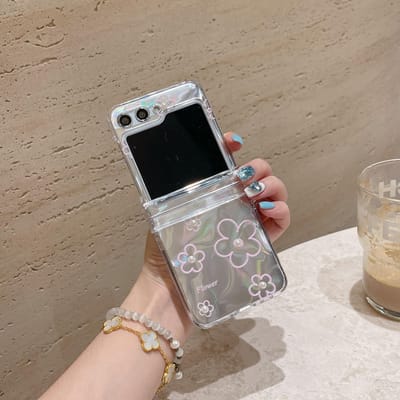 Parelbloem Hoesje voor Samsung Galaxy Z Flip 3 4 5 6 5G Flip6 Flip5 Bescherming Mooie Flip4 3-DELIGE Set Scharnier Fashion Cover Korea For Samsung Z Flip4