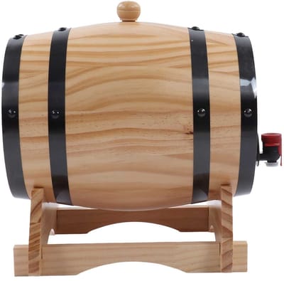 Dailygoods - Vat van hout, whiskyvaten, barrique van eikeneiken, dennenvaten voor wijn met kraan, stop en standaard van hout, voor bier, whisky of wijn (5 l)