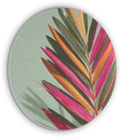 Akoestisch wandpaneel rond 30x30 cm - Vilt schilderij Tak - Bladeren - Kleurrijk - Schaduw - Ronde akoestische panelen - Geluidsdempende wanddecoratie - Geluidsisolatie wandcirkel - Muurdecoratie geluidspanelen