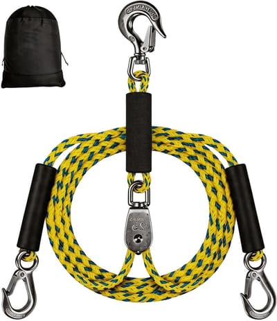 Boot Sleepkabel - Watersport Touw - Waterskiën Tubing - 360 Graden Roterend - 2.4 Meter - Geel Blauw
