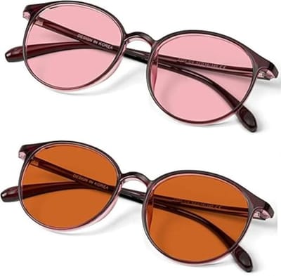 BRADDELL OPTICS Indoor FL-41 Rose & Outdoor FL-60 Bruin Getinte Migraine Lichtgevoeligheid Bril voor Fluorescerende LED Glans, Fotofobie en Computer Gebruik, Standard