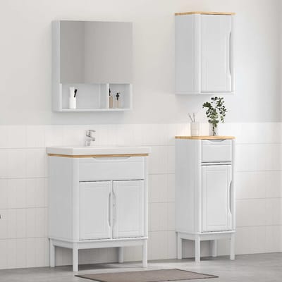 vidaXL - Badkamermeubel - Set - FLORO - 3 - st - Wit - Massief - vurenhout