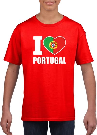 Rood I love Portugal supporter shirt kinderen - Portugees shirt jongens en meisjes 110/116