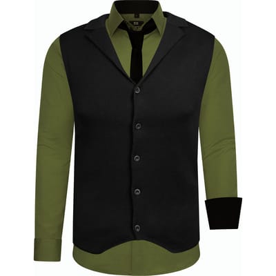 Driedelig pak met overhemd, vest en stropdas