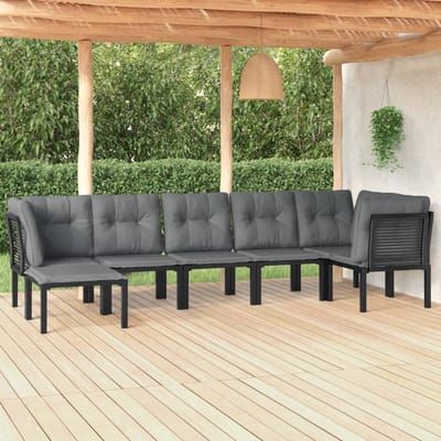 vidaXL - 7-delige - Loungeset - poly - rattan - zwart - en - grijs