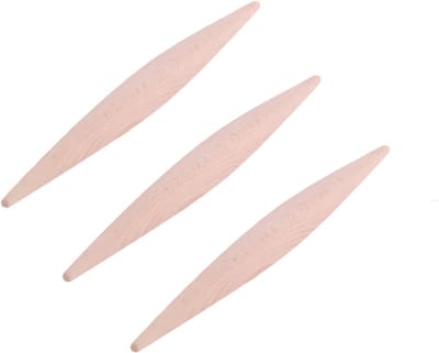 3 stuks - Dubbelpuntige deegroller - Bakgereedschap - Ongeverfde deegroller - Deegroller van beukenhout - 23 cm - Houtkleur