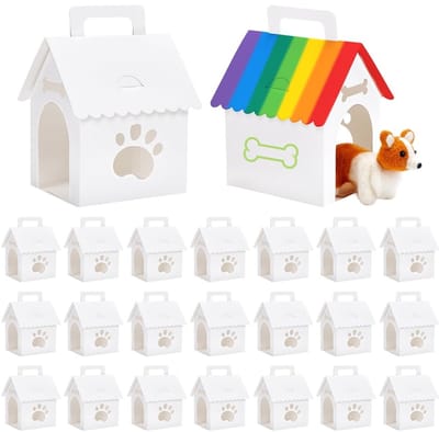 Dailygoods- Geschenkdozen met Deksel - Hondenhuisvorm - 26 Stuks - 10 x 12 x 18 cm - Partygeschenkdozen - DIY Huisdier Evenementen - Cadeaudozen