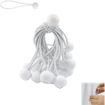 20 stuks - Bolvormig elastisch koord - Wit elastisch koord - Stevige bal voor het bevestigen van zeilen - 10 cm elastisch zeilkoord - Duurzame elastische balband - Geschikt voor luifels, tenten, kamperen, vastbinden en tentstokken