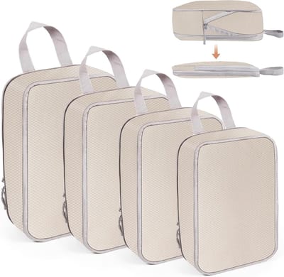 Famanu – Koffer Organizer Set 4-delig - Packing Cubes Compression - Packing Cubes met dubbele ritssluiting - Travel Essentials voor handbagage - koffers en rugzakken
