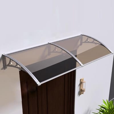 Raamluifel Deur Overkapping - Afdak Voordeur - Bescherming Huis - UV-Bestendig Polycarbonaat - 60x60cm - Bruin Grijs