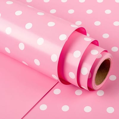 Cadeaupapier Stippen - Inpakpapier Rol - Geschenken Verpakken - Omkeerbaar Ontwerp - 43 cm x 10 m - Roze
