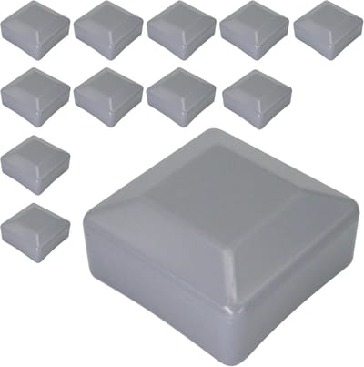 Hekpaaldoppen Vierkant 60 x 60 mm - Grijze Kunststof Doppen voor Hekpalen
