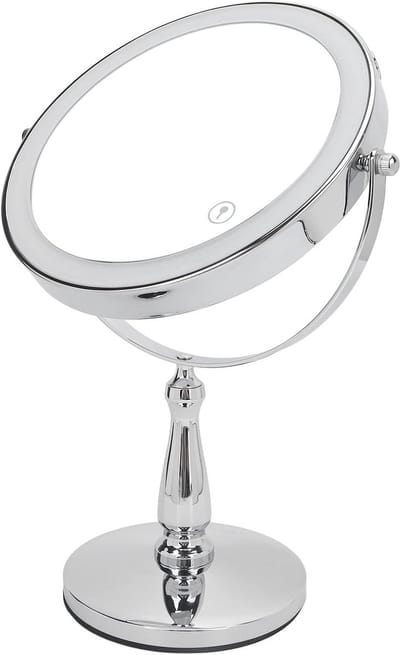 Oplaadbare Make-up Spiegel - Bureau Verlichting - Perfecte Make-up - 3 Kleuren Dimbaar - 8 Inch - Zilver