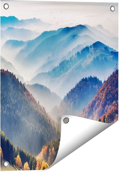 Gards Tuinposter Heuvel Landschap van het Zwarte Wout Bos - 40x50 cm - Tuindoek - Tuindecoratie - Wanddecoratie buiten - Tuinschilderij