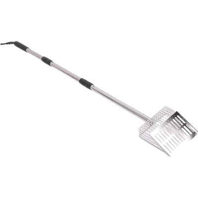 Pelle à litière en métal à long manche robuste en acier inoxydable 3 sections amovible pour animal de compagnie poulailler