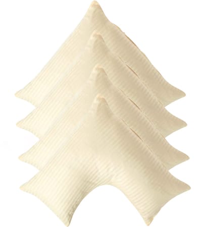 Homescapes Satijn Streep Katoen V-Kussensloop – Set van 4 - Geel - 100% Egyptisch Katoen - 330TC - 38 x 76 cm