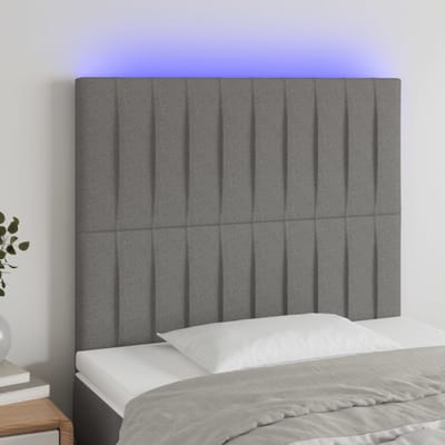 vidaXL - Hoofdbord - LED - 80x5x118/128 - cm - stof - donkergrijs