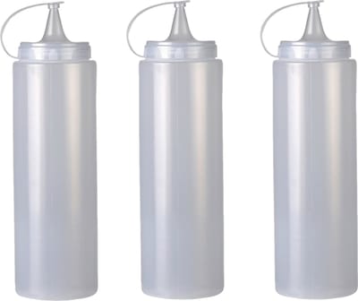 Urban Living Doseerfles/sausfles - 3x - kunststof - met schenktuit - 700 ml - 21 cm