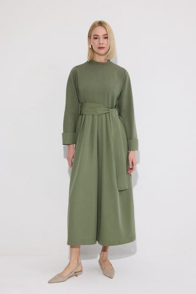 Touché Privé - Jumpsuit met riem - Khaki - Dames