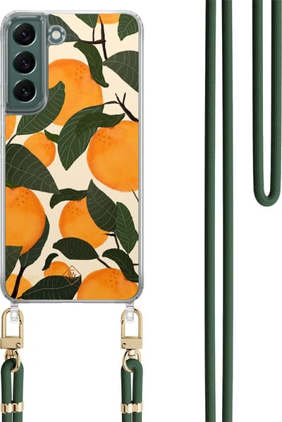Casimoda® hoesje met koord - Geschikt voor Samsung S22 - Orange Garden - Afneembaar koord - TPU/polycarbonaat - Multi