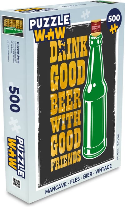 Puzzel Mancave - Fles - Bier - Vintage - Legpuzzel - Puzzel 500 stukjes