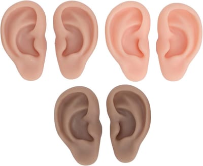 3 Paar Flexibele Siliconen Oren voor Sieraden, Realistische Kunstmatige Oren voor Earring Display en Decoratie