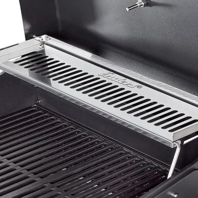 Elektrische Barbecue Grillwagen – House&Garden eGrill Pro 2-Zone BBQ met 2 Verwarmingselementen (2x1,3 kW), Gietijzeren Grillrooster, Thermometer, Warmhoudrek, Opbergruimte en 4 Wielen – Compacte Elektrische Buiten BBQ voor Tuin en Balkon