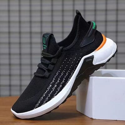 Baskets Tendance Homme Maille Respirante Chaussures Décontractées Homme Chaussures Vulcanisées Légères Baskets de Marche Homme 40 noir