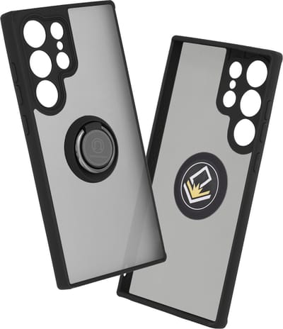 Hoesje geschikt voor Samsung Galaxy S23 Ultra - Techsuit Glinth Back Cover met ring en magneet - Zwart