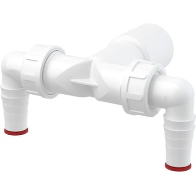 Raccord Siphon 40/32 mm, Avec Clapet Anti-Retour et Deux Sorties pour Tuyau de Machine à Laver/Lave-Vaisselle