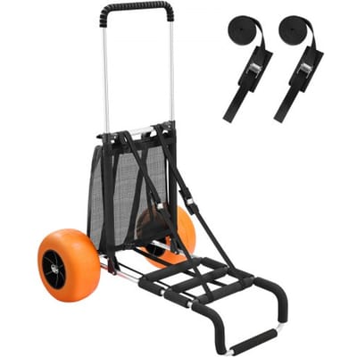 VEVOR Strandwagen, Handkar, Zandkar, Strandwagen, 74,84 Kg Laadvermogen, Opvouwbare Zandkar van Aluminium, 685 tot 1135 Mm, In Hoogte Verstelbaar, Robuuste Kar voor op Het Strand