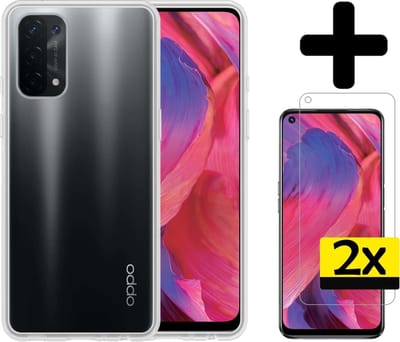 Hoesje - Met 2x Screenprotector - Geschikt voor OPPO A54 5G - Sterk & Shockproof - Back Cover - Siliconen Case - Telefoon Hoes - Telefoonhoesjes - Transparant
