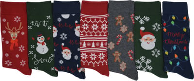 KERST SOKKEN - Multipack 7 paar katoenen kerstkousen - maat 36/41 - assortiment kleuren