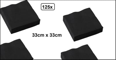 125x Servet 33cm 2 laags zwart - Halloween | Horror | servetten | diner |100% biologisch afbreekbaar |festival |thema feest | restaurant| party