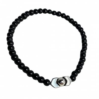 Armband -stretch -zwart -zilverkleur - Charme Bijoux