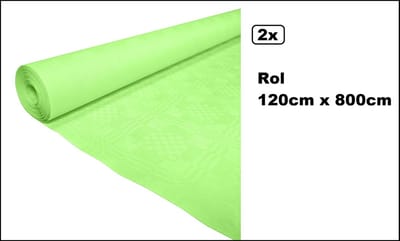 2x Tafelrol tafelkleed licht groen 120cm x 800cm papier - totaal 16 meter - Party diner food festival eten fun thema feest party