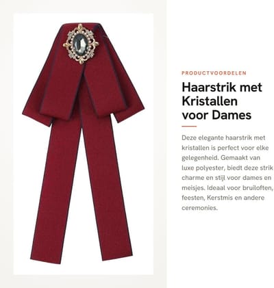 Haarstrik Luxe Vintage - Strik met Kristallen - Geschikt voor Bruiloften - Feesten - Kerstmis - Polyester, Wijnrood